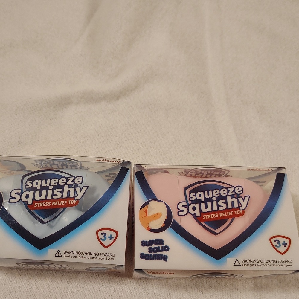 Vaseline Squeeze Squishy Stress Relief Toy Set 2pc Pink Blue NEW TPR Sensory Toy